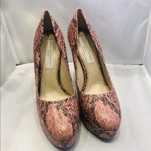 New Stella  McCartney Platform Faux Snakeskin Leather Heels EU 38 US 7